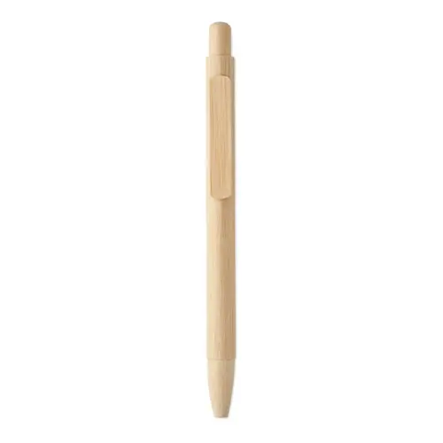 Penna a sfera totalmente in bambù con meccanismo a scatto e refill blu