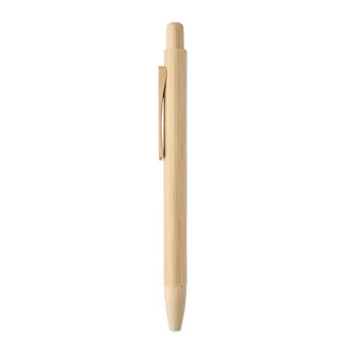 Penna a sfera totalmente in bambù con meccanismo a scatto e refill blu