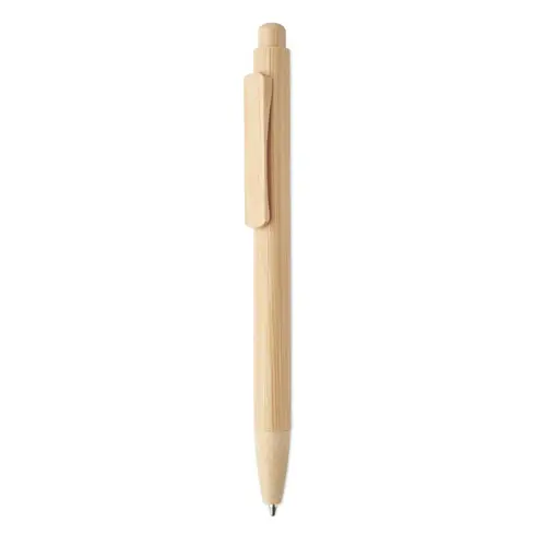Penna a sfera totalmente in bambù con meccanismo a scatto e refill blu