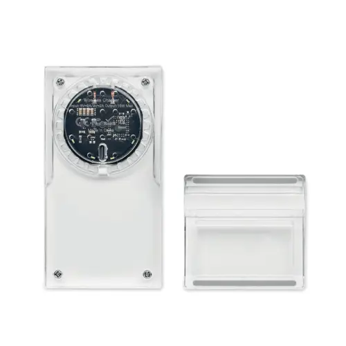 Caricabatterie wireless in acrilico trasparente con ricarica rapida da 15W