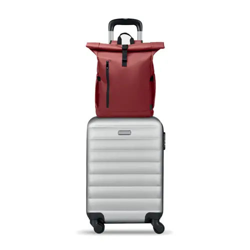 Zaino rolltop porta PC da 15" in poliestere 600D schienale imbottito cinghia trolley