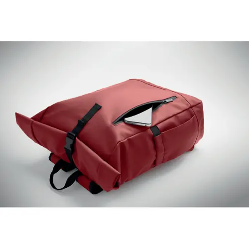 Zaino rolltop porta PC da 15" in poliestere 600D schienale imbottito cinghia trolley