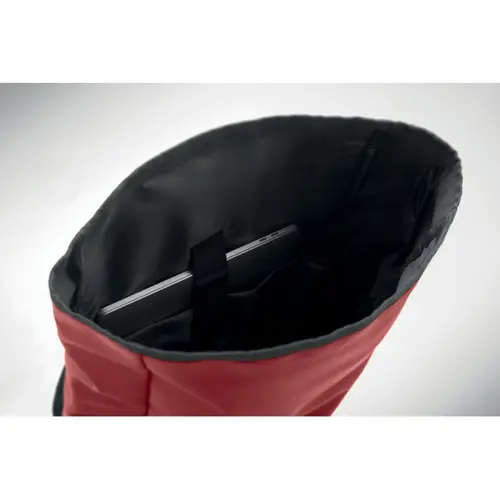 Zaino rolltop porta PC da 15" in poliestere 600D schienale imbottito cinghia trolley