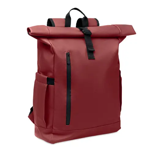 Zaino rolltop porta PC da 15" in poliestere 600D schienale imbottito cinghia trolley