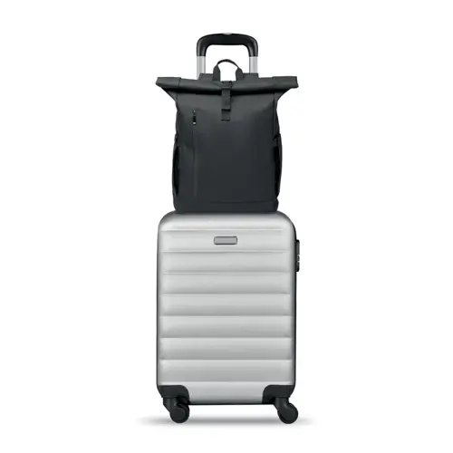 Zaino rolltop porta PC da 15" in poliestere 600D schienale imbottito cinghia trolley
