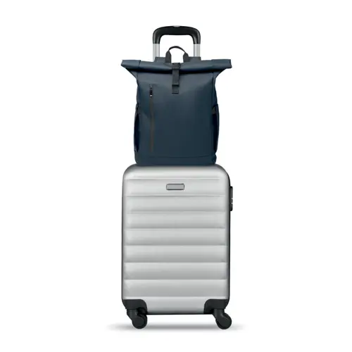 Zaino rolltop porta PC da 15" in poliestere 600D schienale imbottito cinghia trolley