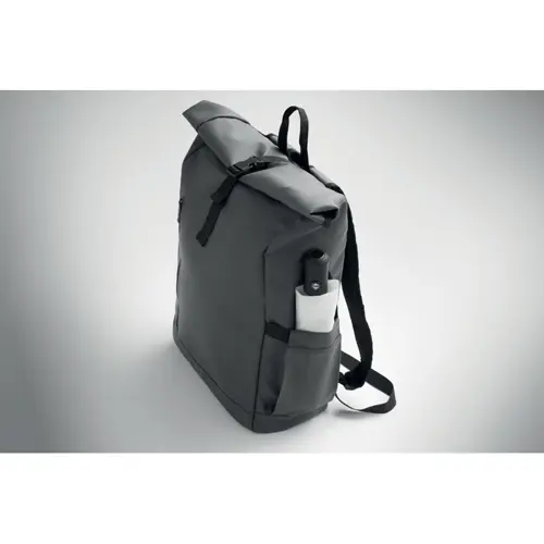 Zaino rolltop porta PC da 15" in poliestere 600D schienale imbottito cinghia trolley