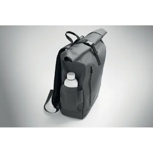 Zaino rolltop porta PC da 15" in poliestere 600D schienale imbottito cinghia trolley