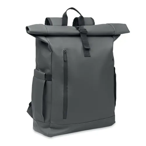 Zaino rolltop porta PC da 15" in poliestere 600D schienale imbottito cinghia trolley