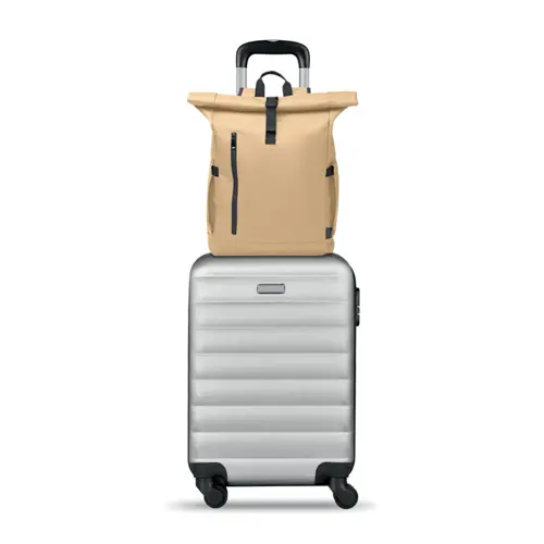 Zaino rolltop porta PC da 15" in poliestere 600D schienale imbottito cinghia trolley