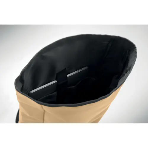 Zaino rolltop porta PC da 15" in poliestere 600D schienale imbottito cinghia trolley