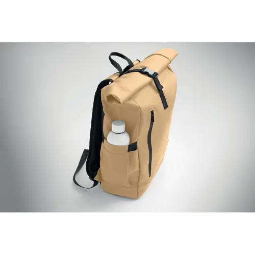 Zaino rolltop porta PC da 15" in poliestere 600D schienale imbottito cinghia trolley