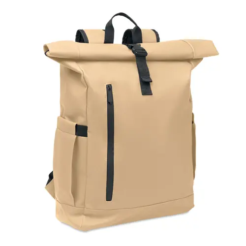 Zaino rolltop porta PC da 15" in poliestere 600D schienale imbottito cinghia trolley