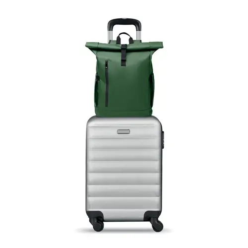 Zaino rolltop porta PC da 15" in poliestere 600D schienale imbottito cinghia trolley