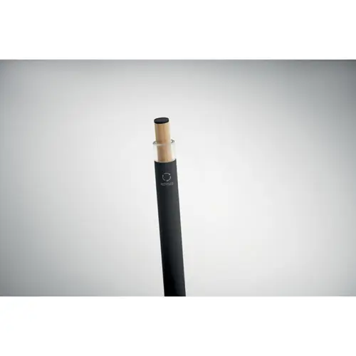 Penna in alluminio riciclato con pulsante in bambù e refill blu