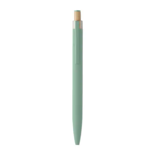 Penna in alluminio riciclato con pulsante in bambù e refill blu