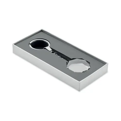 Portachiavi rotondo in vetro con scatola regalo