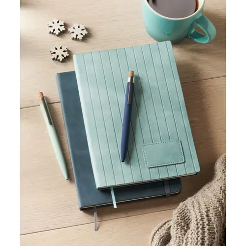 Block notes A5 in PU fumé riciclato e fogli a righe in carta riciclata