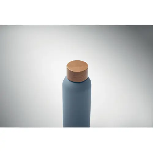 Borraccia in acciaio inox riciclato con finitura gommata e coperchio in legno di acacia 700ml