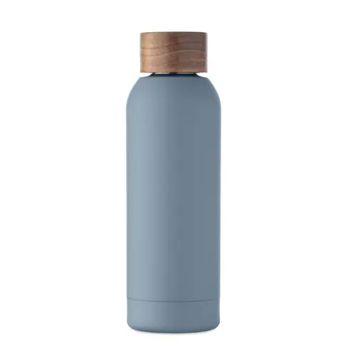 Borraccia in acciaio inox riciclato con finitura gommata e coperchio in legno di acacia 700ml