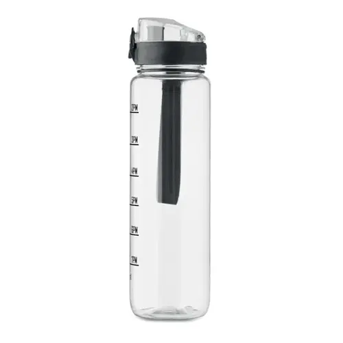 Borraccia sportiva RPET da 1L con indicatori di tempo motivazionali e coperchio flip top