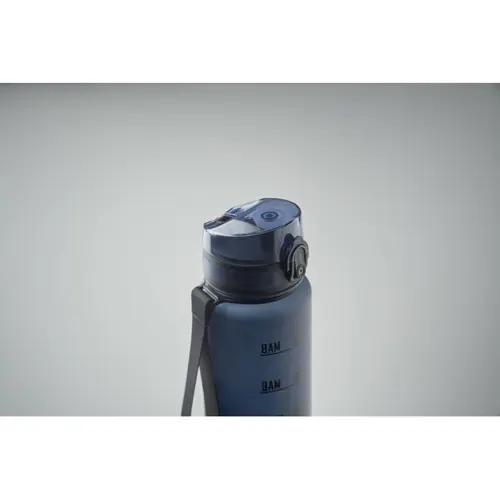 Borraccia sportiva RPET da 1L con indicatori di tempo motivazionali e coperchio flip top