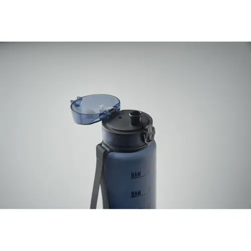 Borraccia sportiva RPET da 1L con indicatori di tempo motivazionali e coperchio flip top