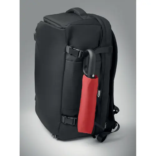 Ombrello antivento automatico in apertura e chiusura in RPET 190T struttura fibra di vetro manico con moschettone da 21"