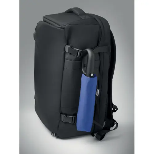 Ombrello antivento automatico in apertura e chiusura in RPET 190T struttura fibra di vetro manico con moschettone da 21"