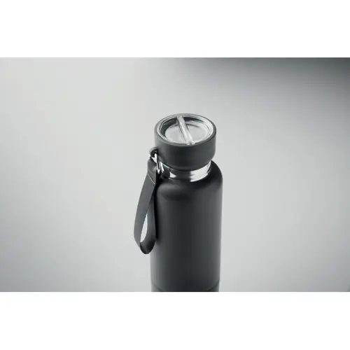 Borraccia termica in acciaio inox riciclato con tazza integrata e manico con cinghia 500ml