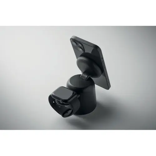 Stazione di ricarica 3 in 1 in ABS con caricatore wireless magnetico da 15W