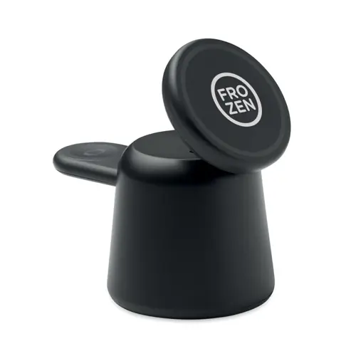 Stazione di ricarica 3 in 1 in ABS con caricatore wireless magnetico da 15W