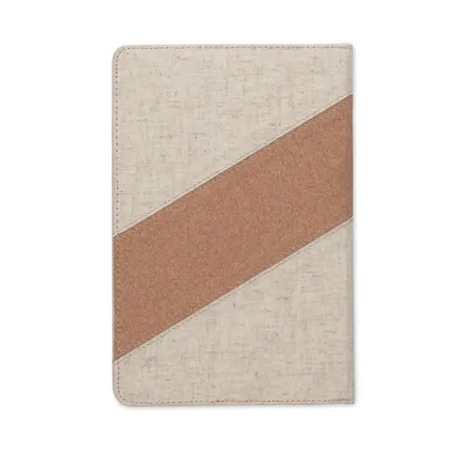 Block notes A5 con caricatore wireless integrato e copertina in cotone e sughero con 64 fogli a righe