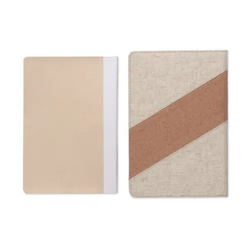Block notes A5 con caricatore wireless integrato e copertina in cotone e sughero con 64 fogli a righe