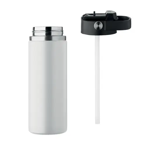 Borraccia doppio strato in acciao inox riciclato con cannuccia 500ml