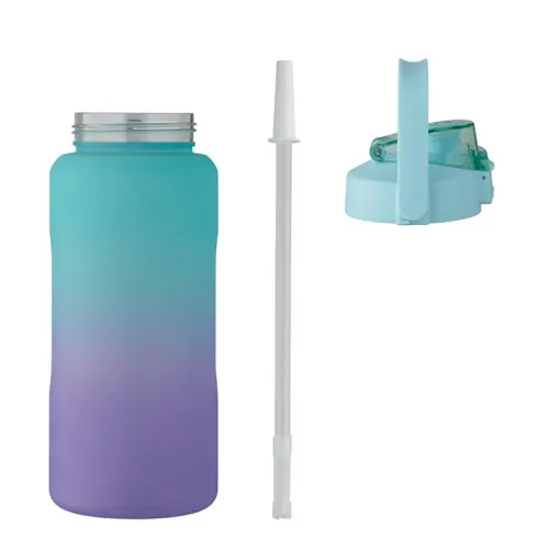 Borraccia motivazionale in RPET con coperchio flip-top e cannuccia da 2000ml