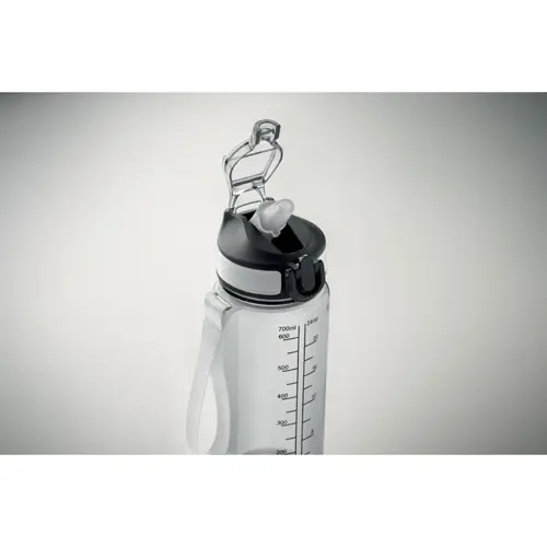 Borraccia sportiva motivazionale in RPET con cannuccia integrata da 700ml