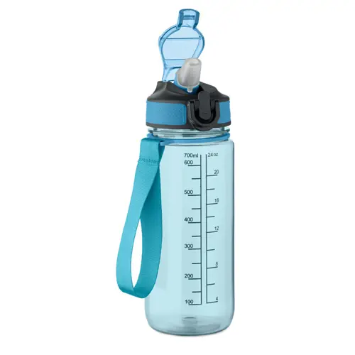 Borraccia sportiva motivazionale in RPET con cannuccia integrata da 700ml