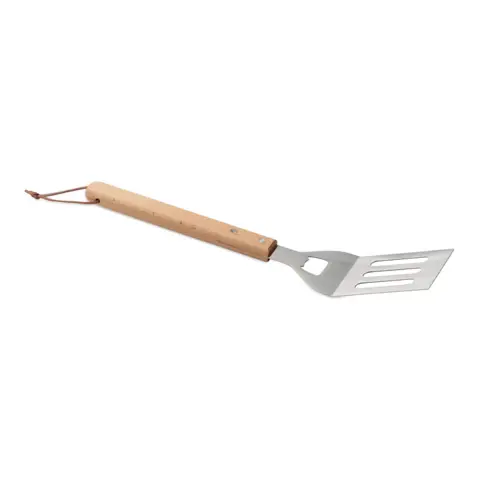 Spatola per barbecue in acciaio inox con manico in legno e apribottiglie integrato
