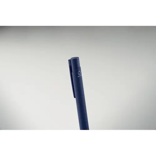 Penna in alluminio riciclato con finitura gommata refill blu
