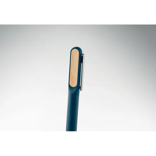 Penna a sfera a rotazione con fusto in alluminio riciclato e dettaglio in bambù refill blu