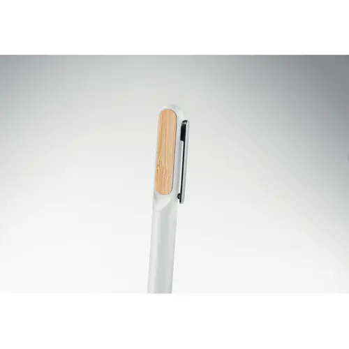 Penna a sfera a rotazione con fusto in alluminio riciclato e dettaglio in bambù refill blu