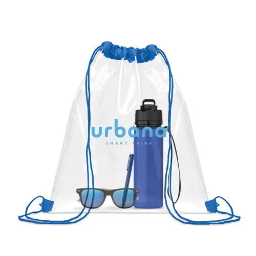 Sacca con chiusura a coulisse trasparente in EVA e PVC 36x40cm