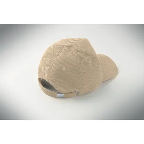 Cappellino con visiera in velluto a coste di poliestere a 5 pannelli con fibbia in metallo 220gr