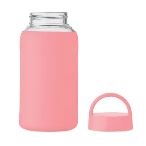 Borraccia in vetro con custodia in silicone e tappo con maniglia da 600ml