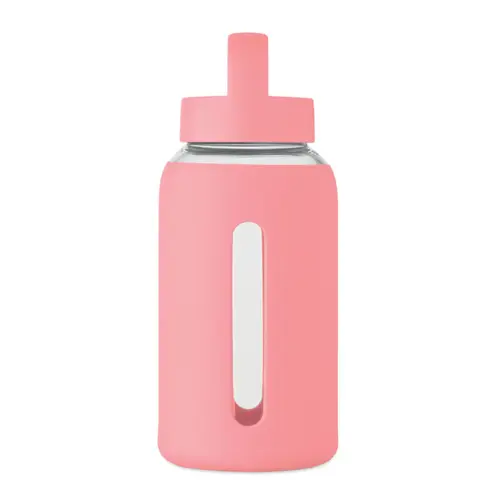 Borraccia in vetro con custodia in silicone e tappo con maniglia da 600ml