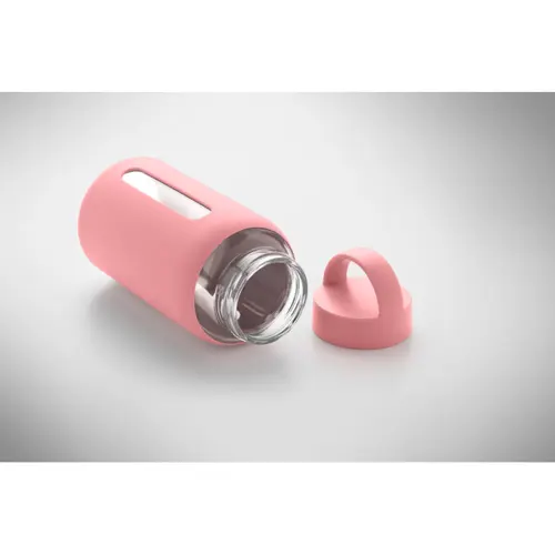 Borraccia in vetro con custodia in silicone e tappo con maniglia da 600ml