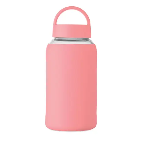 Borraccia in vetro con custodia in silicone e tappo con maniglia da 600ml