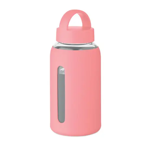 Borraccia in vetro con custodia in silicone e tappo con maniglia da 600ml
