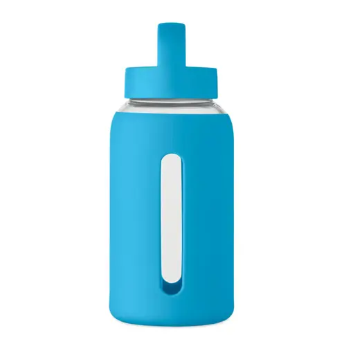 Borraccia in vetro con custodia in silicone e tappo con maniglia da 600ml